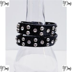 Faux Snake Skin 3 Wrap Studded Bracelet